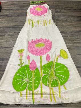 Vintage Khanitha Silk Halter Maxi Dress Sz 40 / 2-4